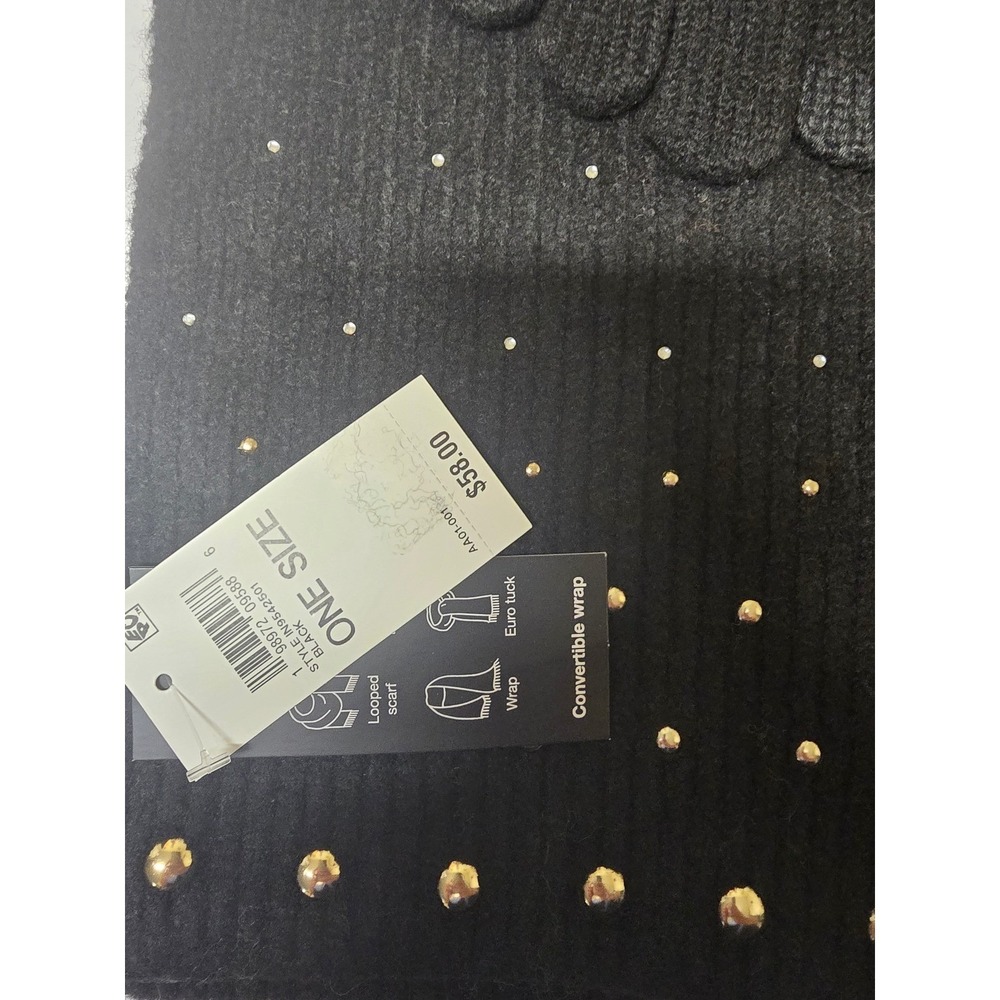 INC International Concepts Black Studded Convertible Wrap and Gloves Set NWT - Picture 5 of 8